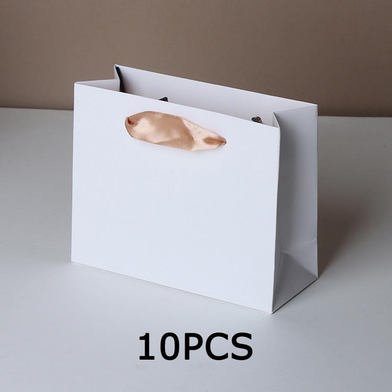 

WTEMPO Белые бумажные подарочные пакеты с ручками из ленты Нижние куклы Ювелирные изделия Подарки Упаковка Сумки Простые элегантные сумки для покупок 6*12*15cm*10pcs белый