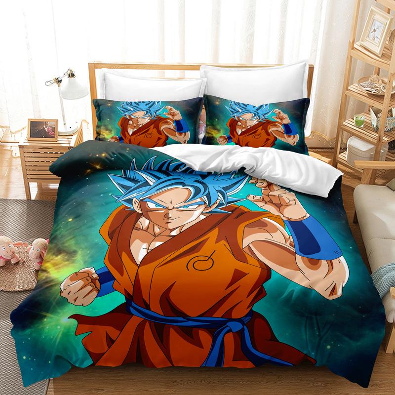 Goku Super Saiyan Duvet Cover Pillowcase Japanese Anime Dragon Ball Bedding Set 2/3pcs 3D Prints for Teens Quilt Cover