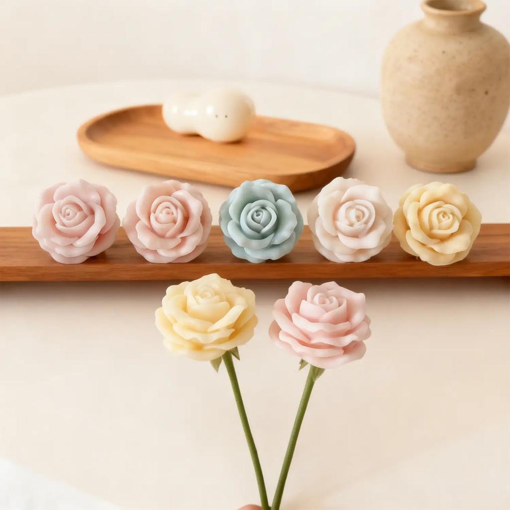 2-Pack 3D Rose Silicone Candle Molds - Realistic Floral Design with Layered Petals, Durable High-Quality Silicone, Suitable for Resi