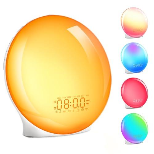 

Alarm Clock with Light, Bluetooth Music, Weekday/Holiday Alarm Settings, Loud Sunrise & Sunset Simulation, 8 Nature Sounds, 20 Brightness Settings, 16