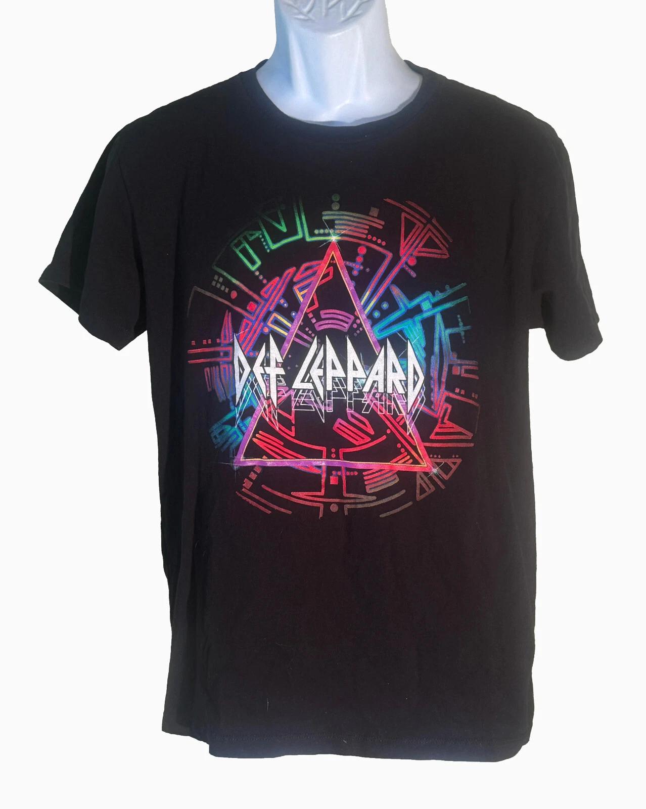 

DEF LEPPARD Short Sleeve Crew Neck Black 100% Cotton T-shirt Mens Tees Top Size 18 (Small) M
