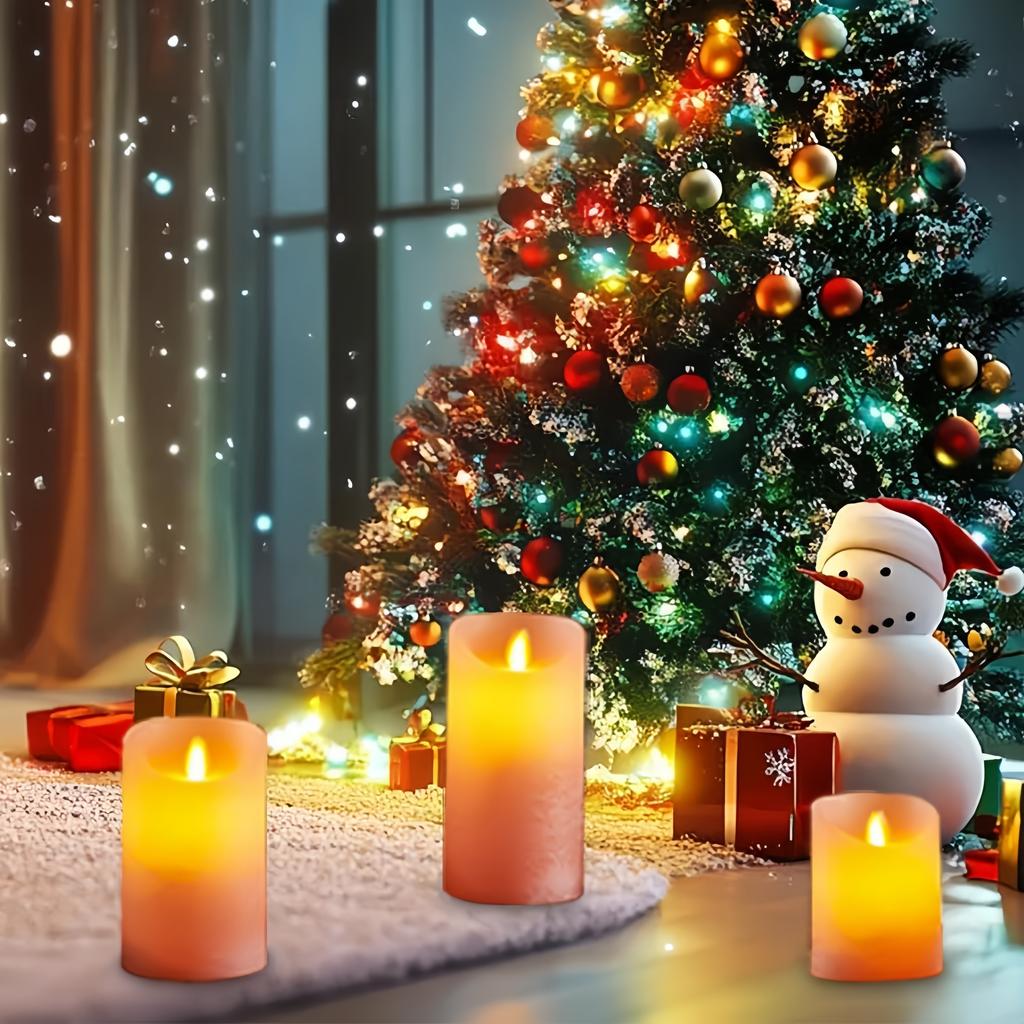 Set of 3 Flickering Flameless Pink LED Candle Battery Operated W/timer Remote Control Velas Artificiales Para Decor Paraffin Wax