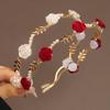 Rose Pearl Headband: French Retro High-End Hair Accessory with Wheat Ear Design