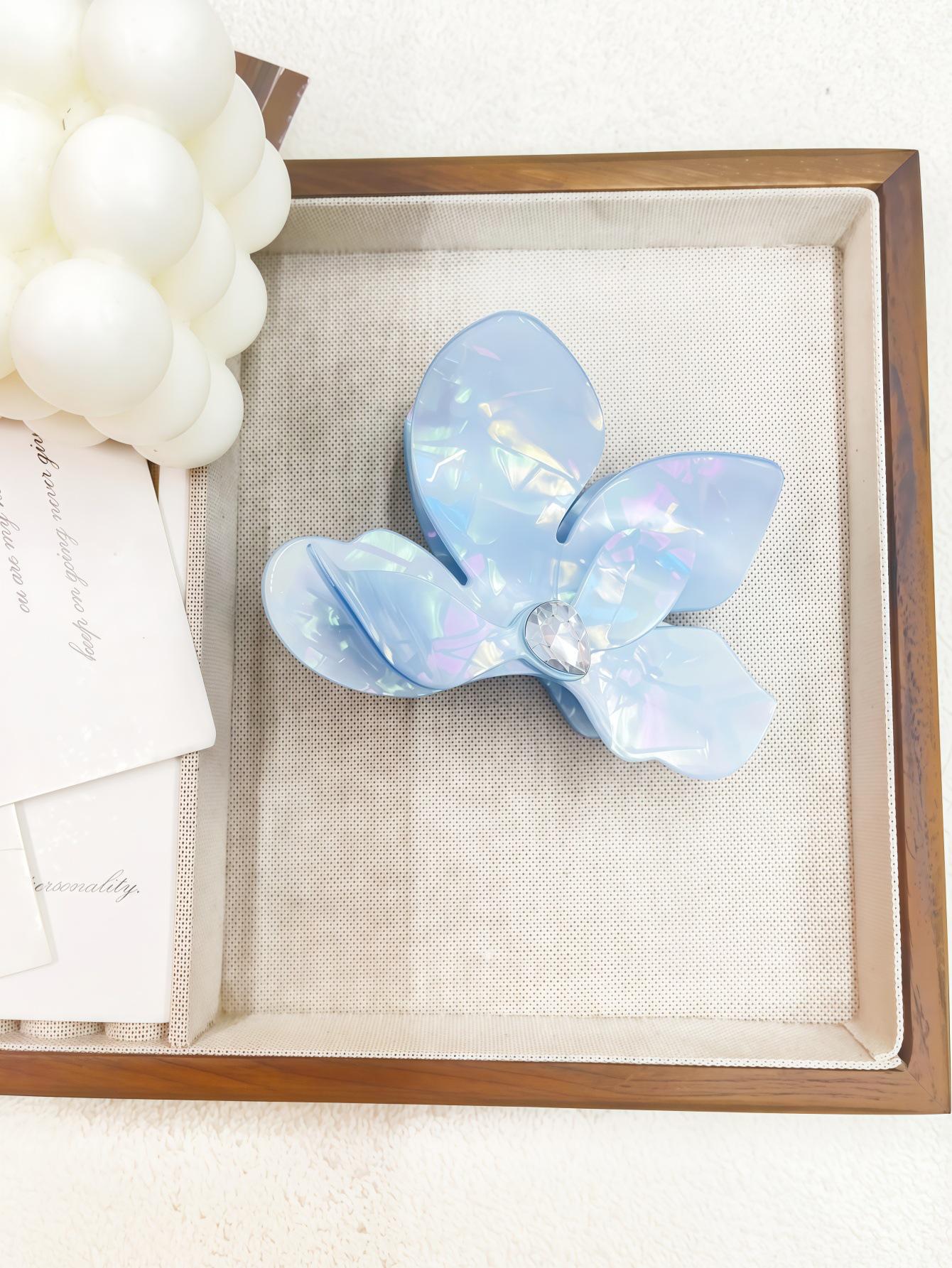 Korean Rhinestone Iridescent Texture Updo Shark Clip for Women