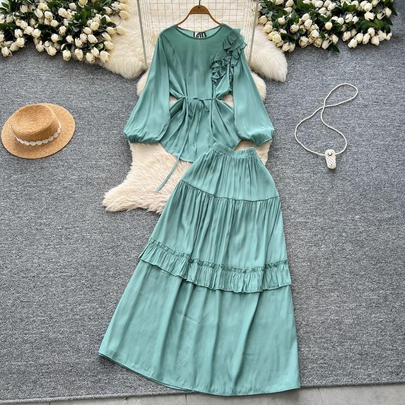 

Женская ретро-юбка Royal Sister Simple Temperament с рукавами-фонариками и эластичной талией для похудения One size светло-зеленый