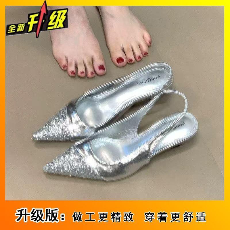 Temperament women's single shoes 2025 spring and summer new niche French high heels thin heel bag head sandals fairy shoes