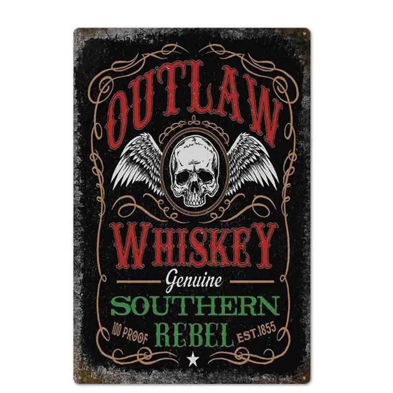 Öl Vin Jameson Affisch Metallplåt Skylt Vintage Metallväggplattor Hantverk Dekor Bar Café Kök Plåt Målning Järnplattor