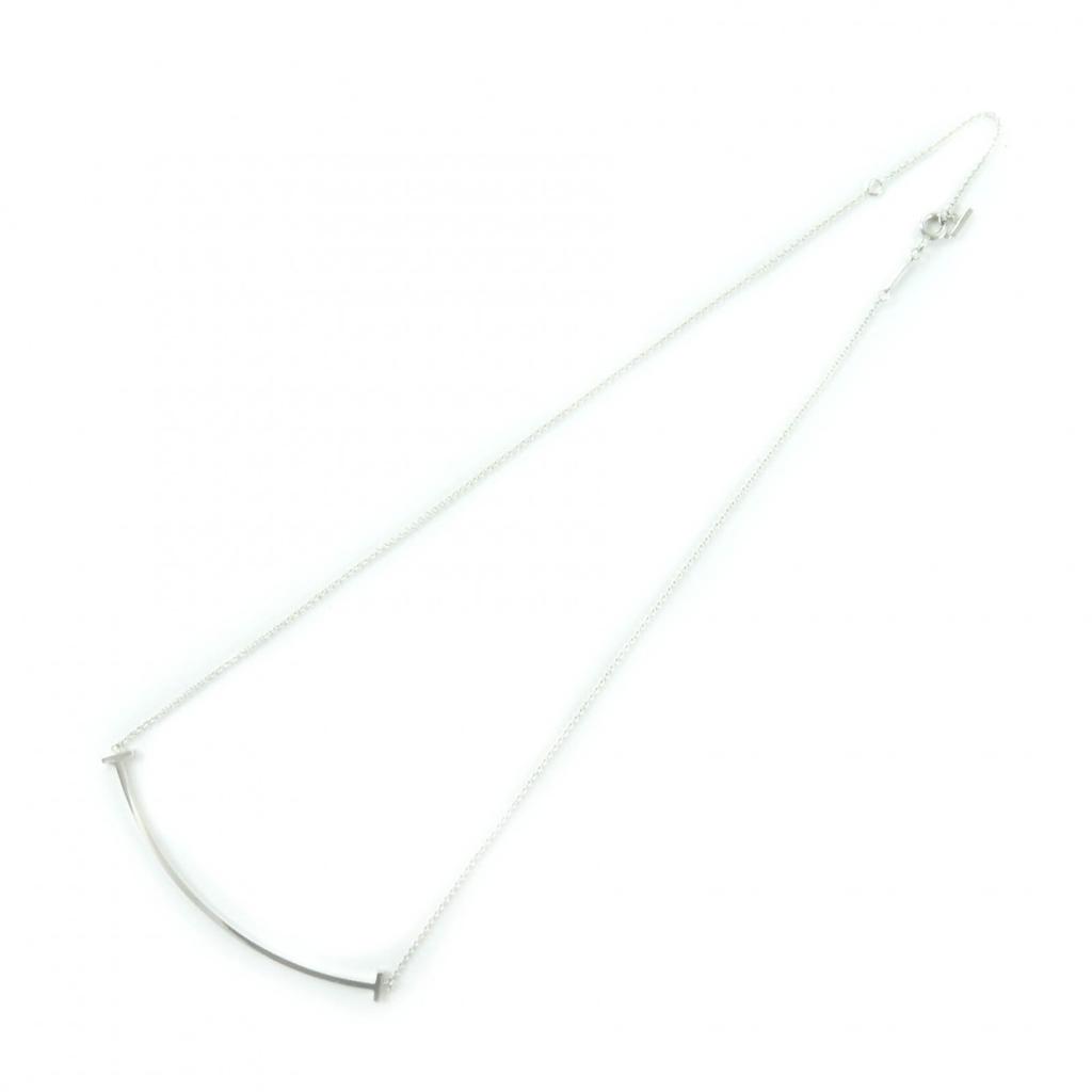 Great TIFFANY&Co. Necklace T Smile Large Pendant Silver AG925 Women Used