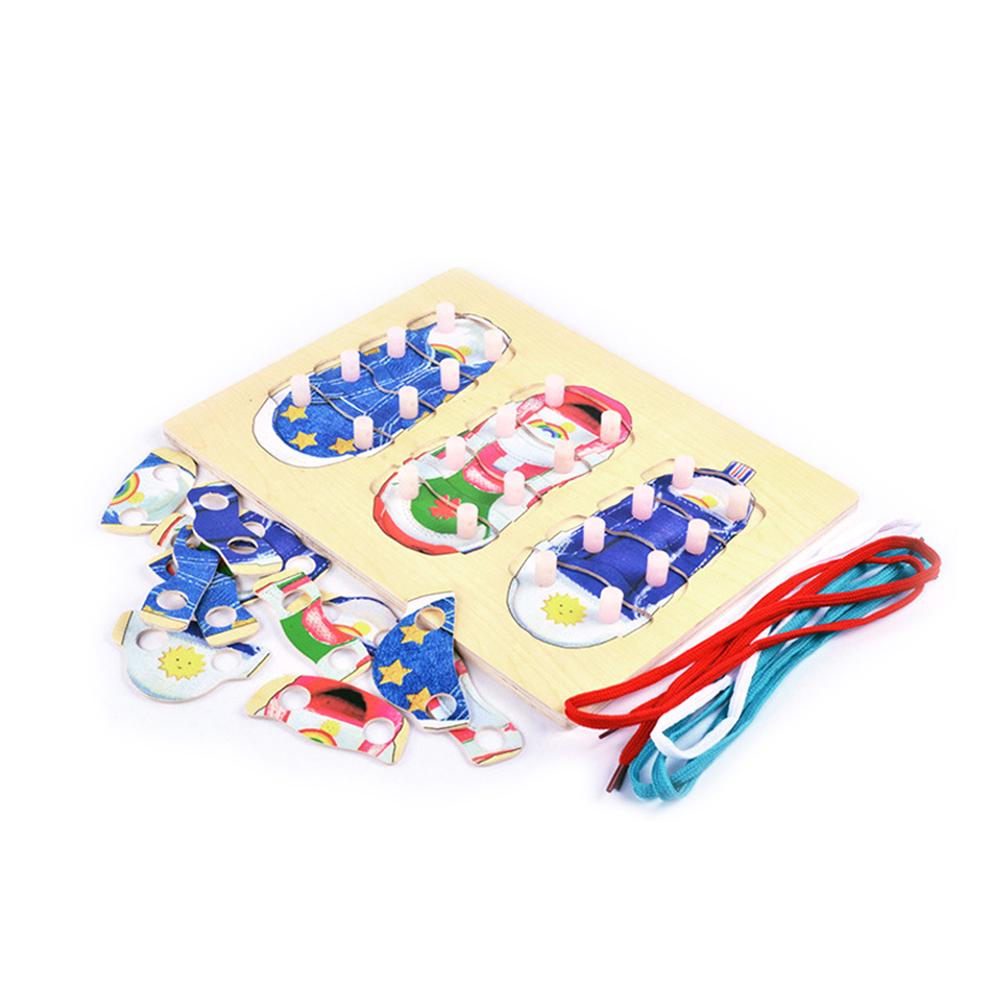 Picture of BigTiny 2 Pcs Wood Lacing Shoe Lace Tying Practice Board Educational ...