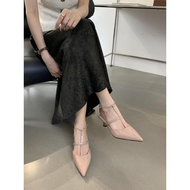 2025 Spring and Autumn New Fashion Versatile Pointed Baotou Medium Low Heel Roman High Top Women's Sandals 5CM Large Size