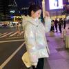 New Glossy Down Cotton Padded Parka Winter Coat Women Long Sleeves Casual Snow Wear Jacket Female