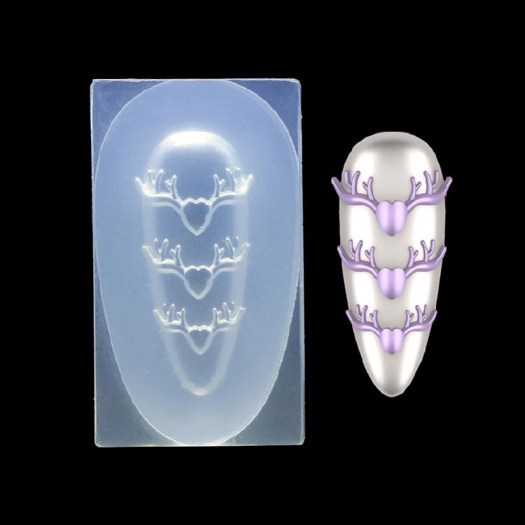 Silicone Nail Art Molds Flower Animal Cloud  Antler Pattern 3d Nail Carving Mold Silicone Nail Carving Mold Enduring