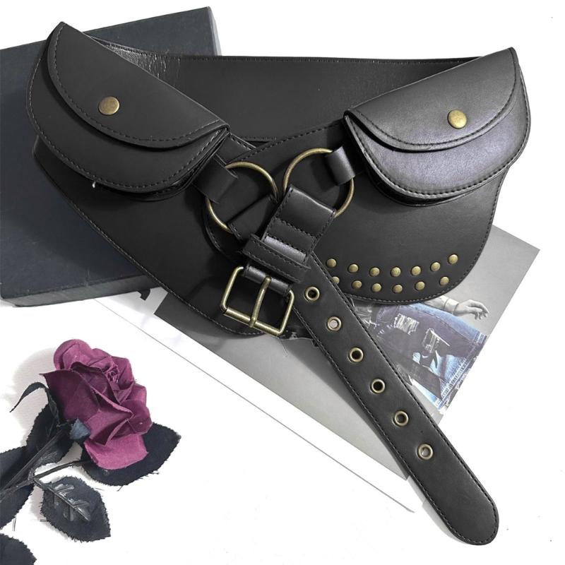 Wide PU Waist Cincher For Women Men Pants And Dresses Cosplay Event Gathering Waist Pack Belt Bag for Stage Perfomrances