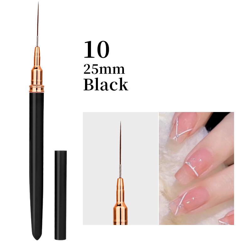 7/9/11/15/25mm Nail Brush Acrylic French Stripe Line 1Pcs Pink Black UV Gel Painting Pen Carved Nail Art Liner Brush For Manicur