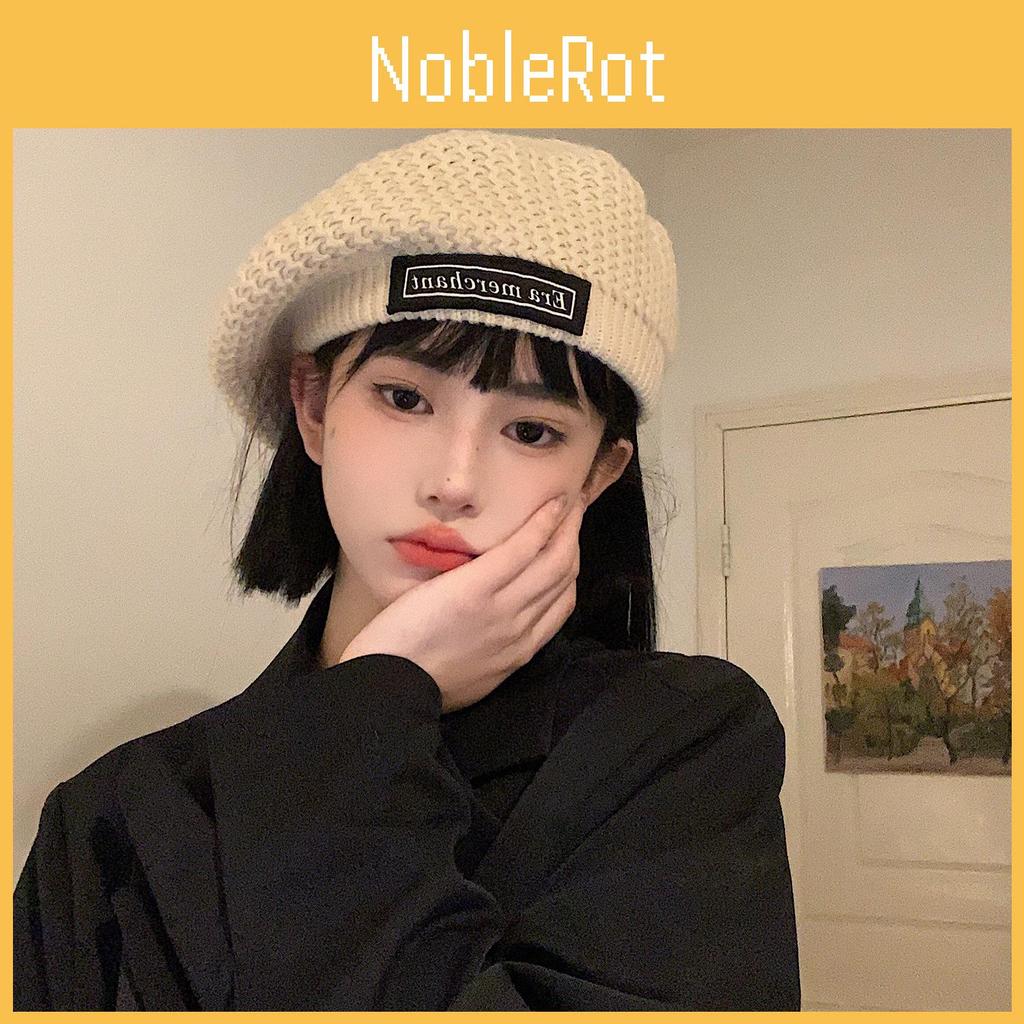 Cozy Warm And Cotton Beret For Women Trendy Knitted Hat In White