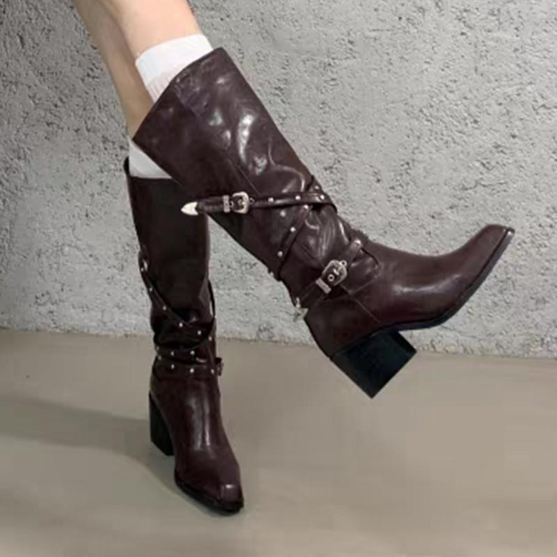 Fashion Long Boots for Women High Heels Designer Shoes Fashion Dress Goth Chelsea Boots Winter Woman Pumps 2025 New Chunky Mujer Botas