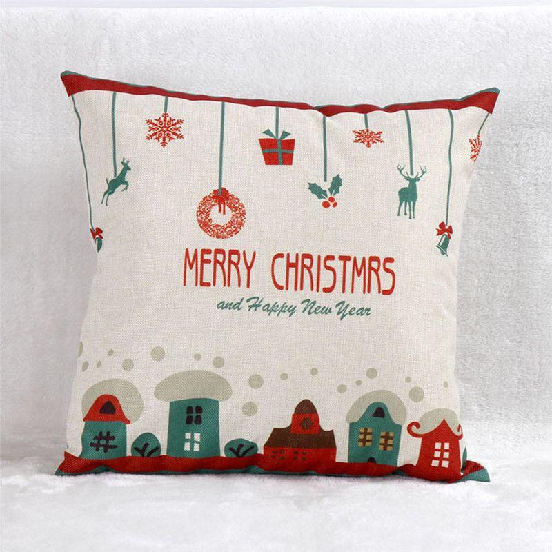 Elegant Christmas Pillow Case Glitter Cotton Linen Sofa Throw Cushion Cover For Home Decor