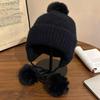 Fashionable Wool Ball Beanie Hat Pullover Ear Protector Knitted Warm Hat Ladies Cute Versatile Wool Hat