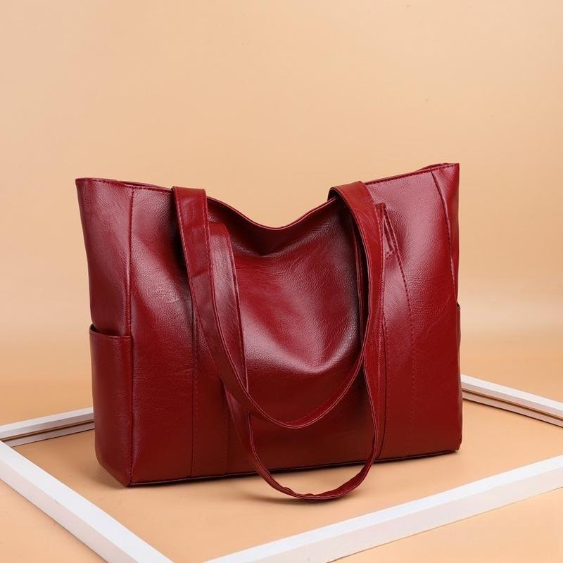 Ladies Bag Casual Shoulder Bag Light Texture Large Capacity Middle-aged Mother Bag PU Leather Handbag