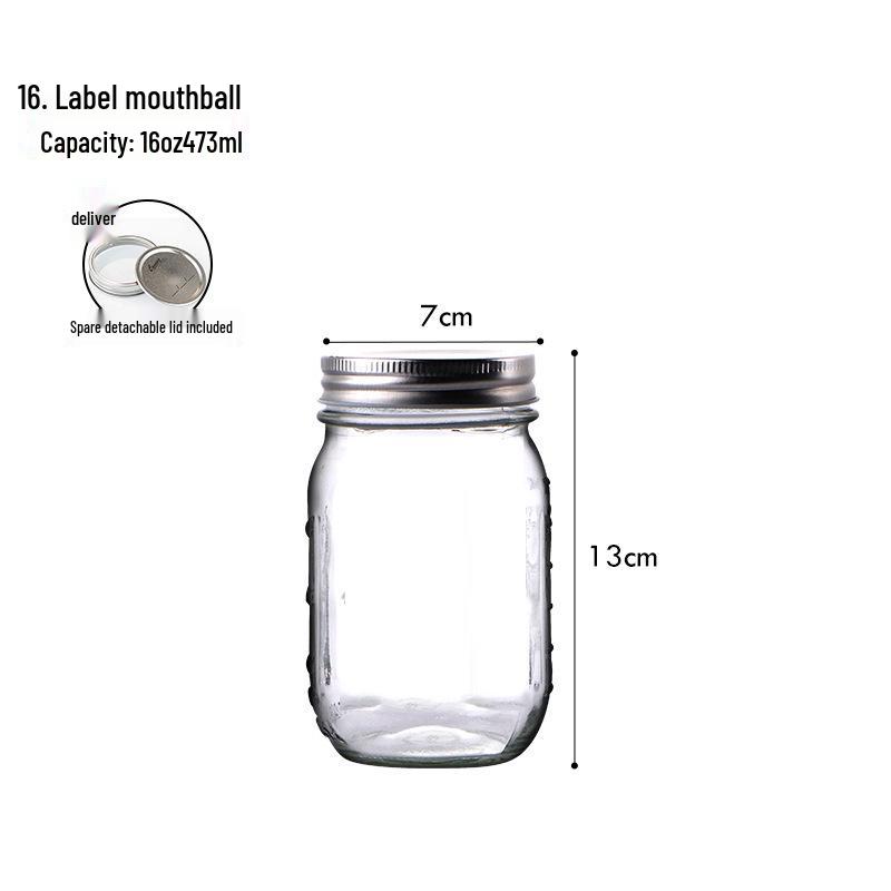 American Style Glass Mason Jar - Transparent Oatmeal Storage, Jam Bottle, Retro Beverage Cup