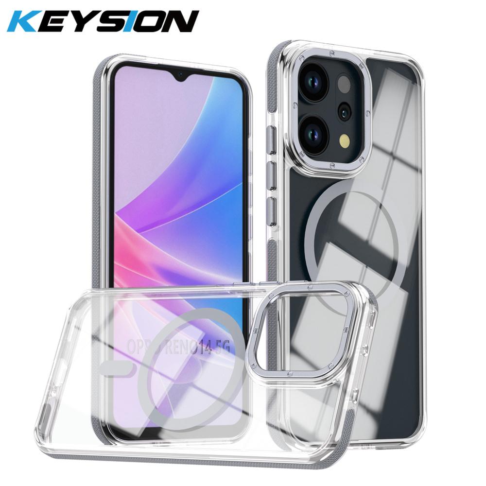 KEYSION HD Transparent Magnetic Case for MagSafe for OPPO Reno14 Pro 5G Clear Shockproof Phone Cover for OPPO Reno13 5G