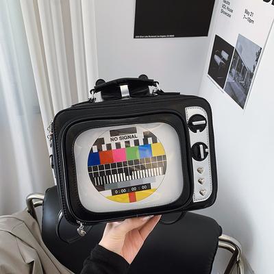 Retro TV Shoulder Bag 2025 Spring New Mori Cute Girl Large-capacity Portable Transparent Jelly Bag