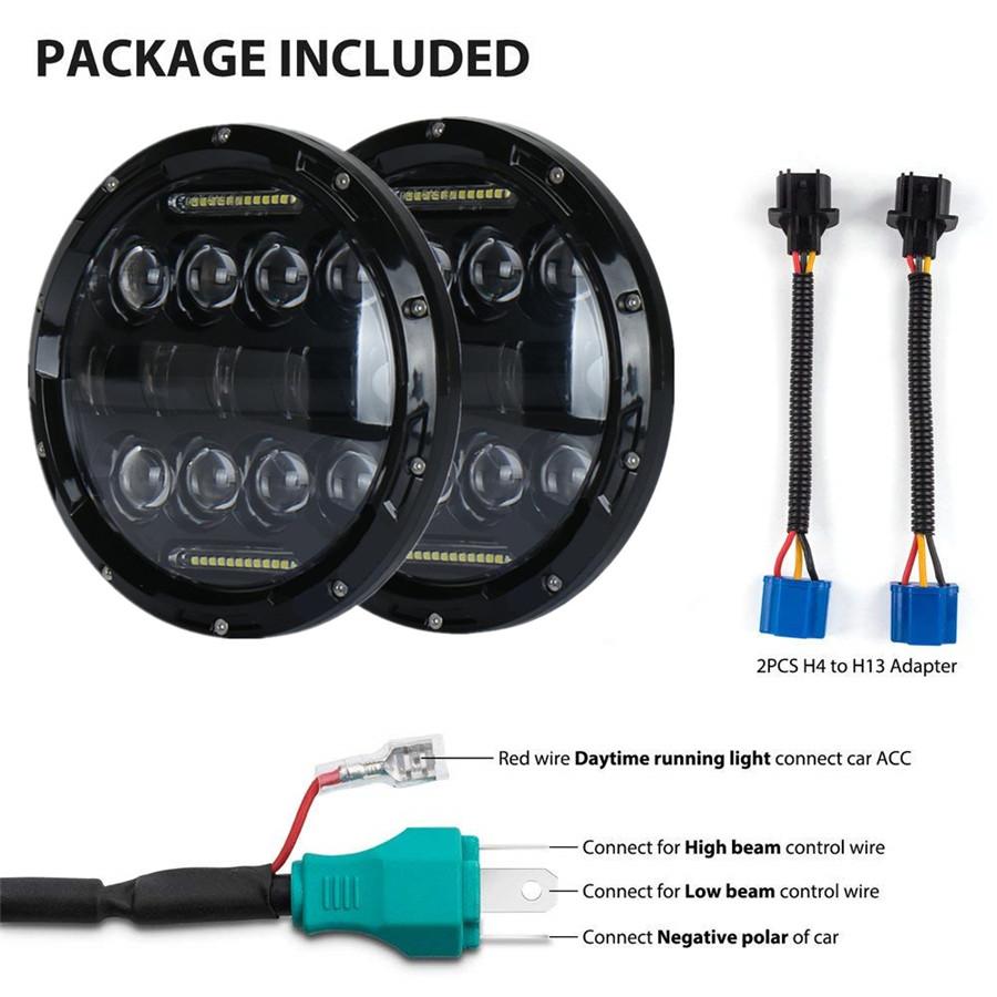 Pair 7'' 150W 10920LM Round Black Cree LED Headlight High Low Beam With White DRL for Harley Jeep Wrangler JK TJ LJ CJ Hummber H1 H2