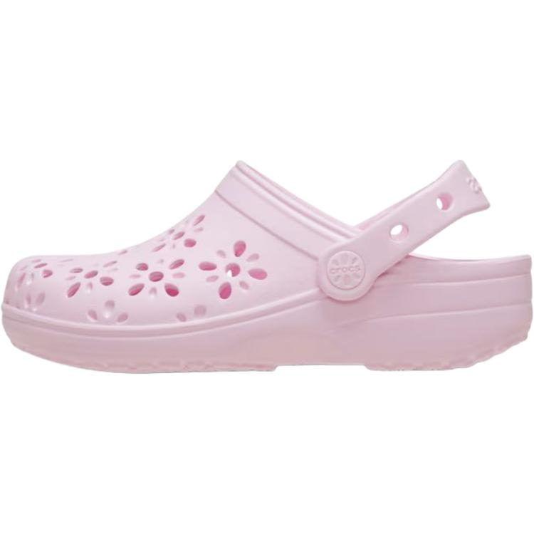 Crocs Classic Clog Floral Cutout Comfortable Breathable Lightweight Shock Absorption Low Top Sandals Kids sandals Pink 210943-6ZW