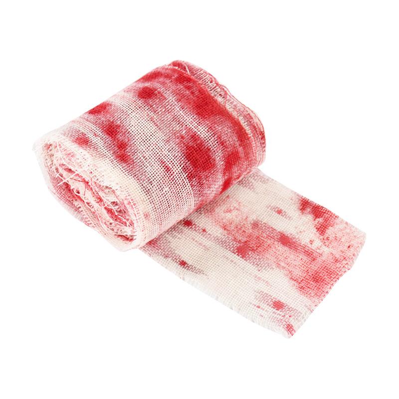 3/5M Halloween Artificial Blood Bandage Cloth Creepy Gauze Spooky Party Venue Props Warning Belt Secret Room Haunted House Decor