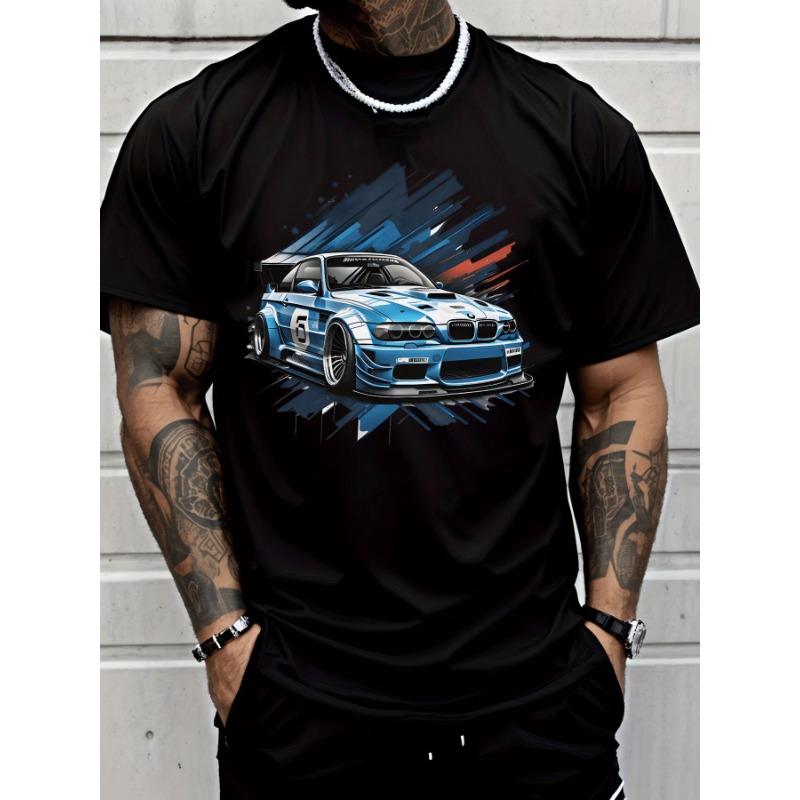 

European sizes Men S Trendy Graphic Tee Featuring a Blue Racing Car with The Number 6, Designed with Dynamic Abstract Stripes S чёрный