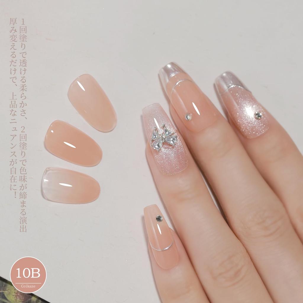 Coikaze Gel Nail Color Sheer Color Gel Polish Kit Set Compatible Rose Garden 6-Color UV/LED 5.2ml