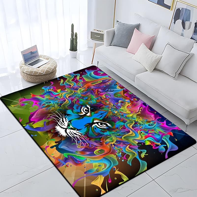 Animal Tiger Custom Picnic Mat Non Slip Carpet Living Room Mat Yoga Mat Home Decor Crawling Mat Carpet for Living Room Anime Rug