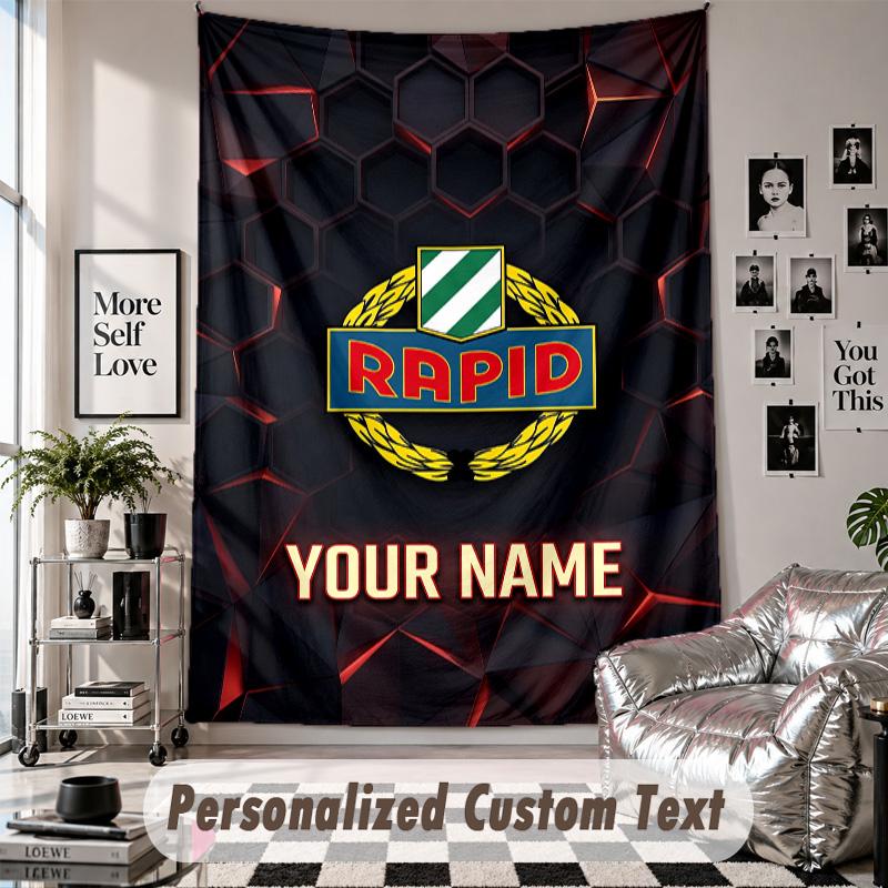 Custom Tapestry Wall Hanging, Rapid Wien FC Personalized Name Text Home Wall Decor