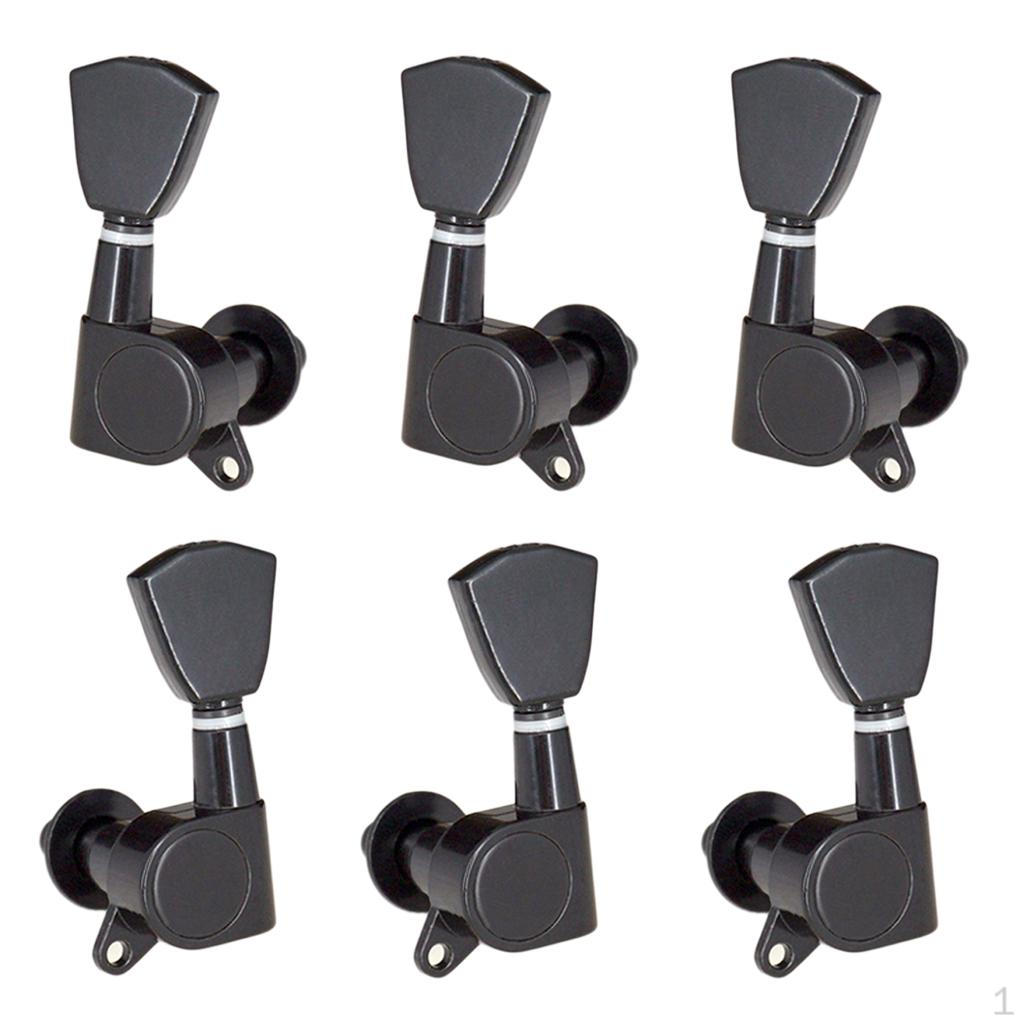 

3L3R 6 шт. закрытые колки для настройки гитары 3R 3L струнные бочонки с блокировочными ручками Набор кнопок машинных колков серебряный