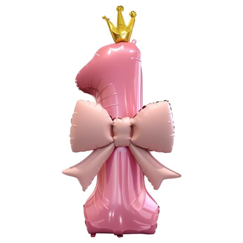 Bowknot Number Shape Balloon Reusable 40Inch Oversize Plastic Balloon For Birthday Wedding Anniversary Party Decoration