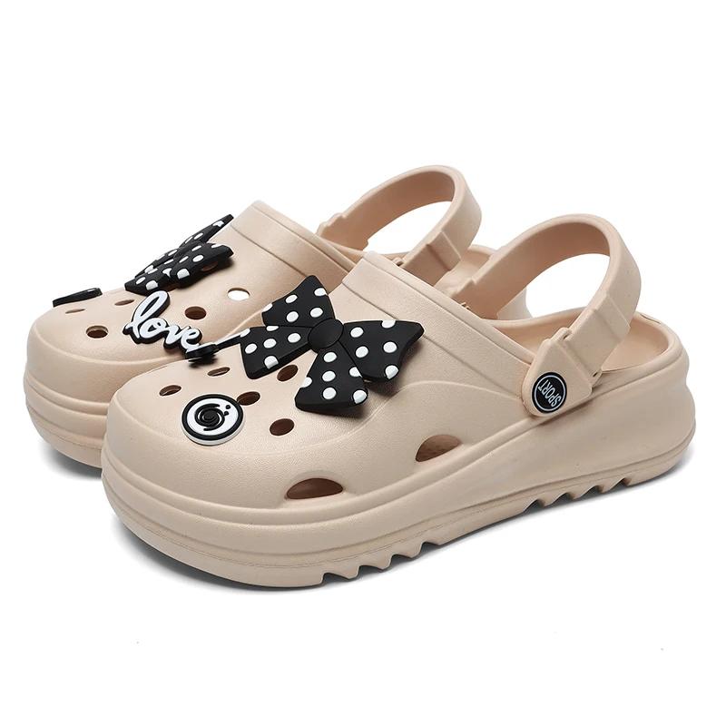 Sweet Bowknot Women's Sandals Summer Comfort Soft Sole Chunky Platform Sandals Women Thick Bottom Non-slip Garden Shoes