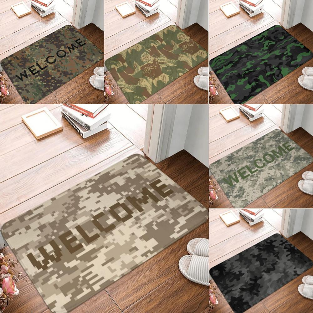 Tactical Camouflage Print Doormat Kitchen Rug Military Style Entrance Carpet for Bedroom Living Room Floor Anti-Slip Indoor Mat