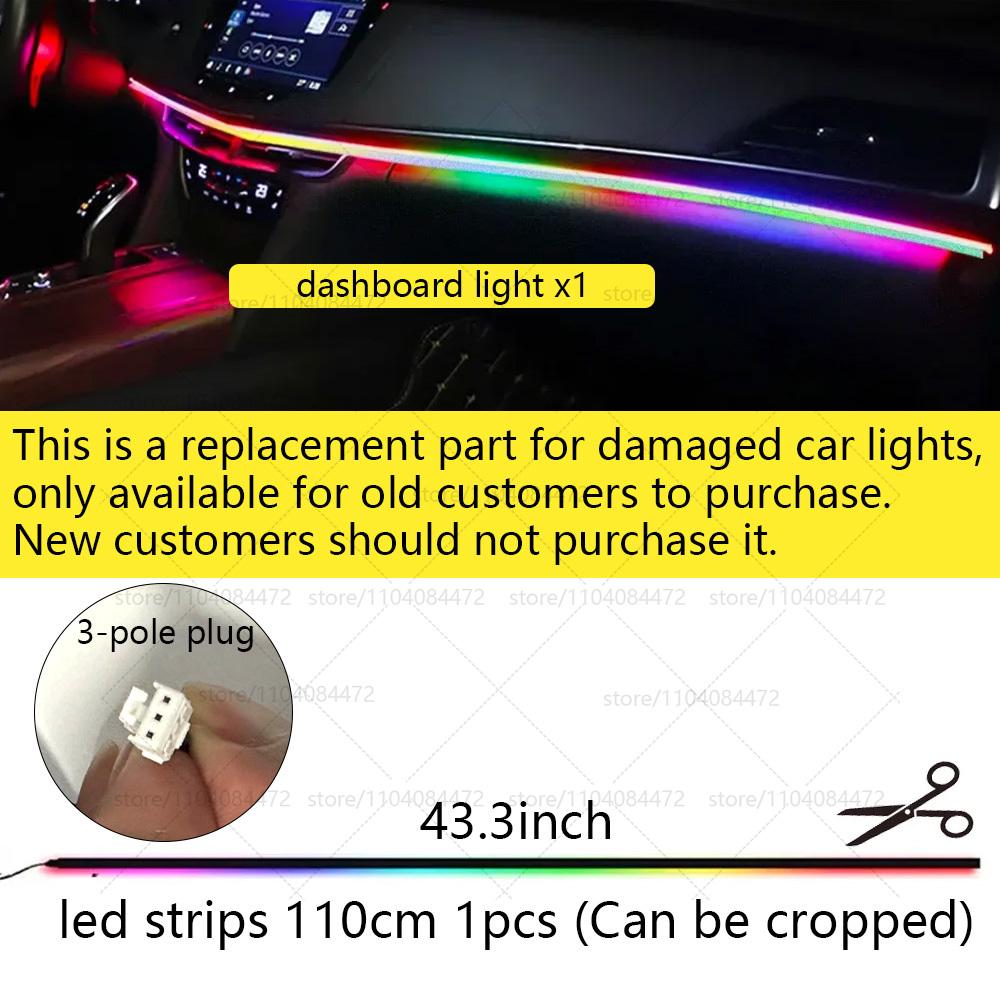 22in1 RGB Car Interior Acrylic Car Ambient Lights RGB Hidden Acrylic Strip Decoration Atmosphere Accessories For Silverado