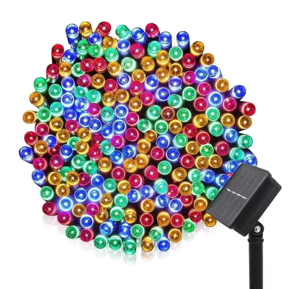 

8 цветов, уличный солнечный светильник, садовый теплый/фиолетовый/RGB, светодиодная лента, гирлянда, гирлянда на солнечной батарее, водонепроницаемая гирлянда, Рождественский декор 12M 100LED