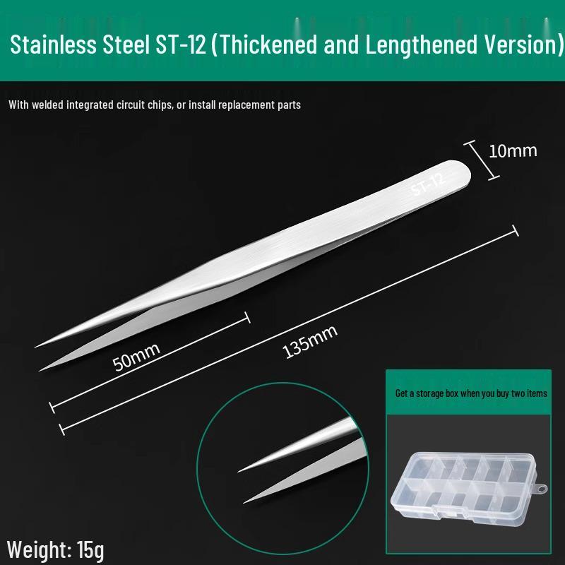 Bao Lian Anti-static Stainless Steel Tweezers - Bent Tip & Fine Pointed Tip for Precision Bird's Nest Hair & Blackhead Removal