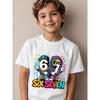 European Sizes Boys' Casual Short Sleeve T-Shirt - Stretchy & Breathable Summer Top with Hip-Hop Style Number "67" Graphic, Round Neck Kids' Tee