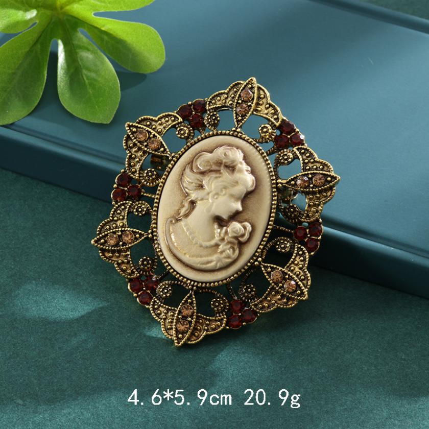 Vintage Victorian Cameo Elegant Queen Head Portrait Brooch For Women Antique Wedding Bridal Bouquet Clothing Jewelry Gifts