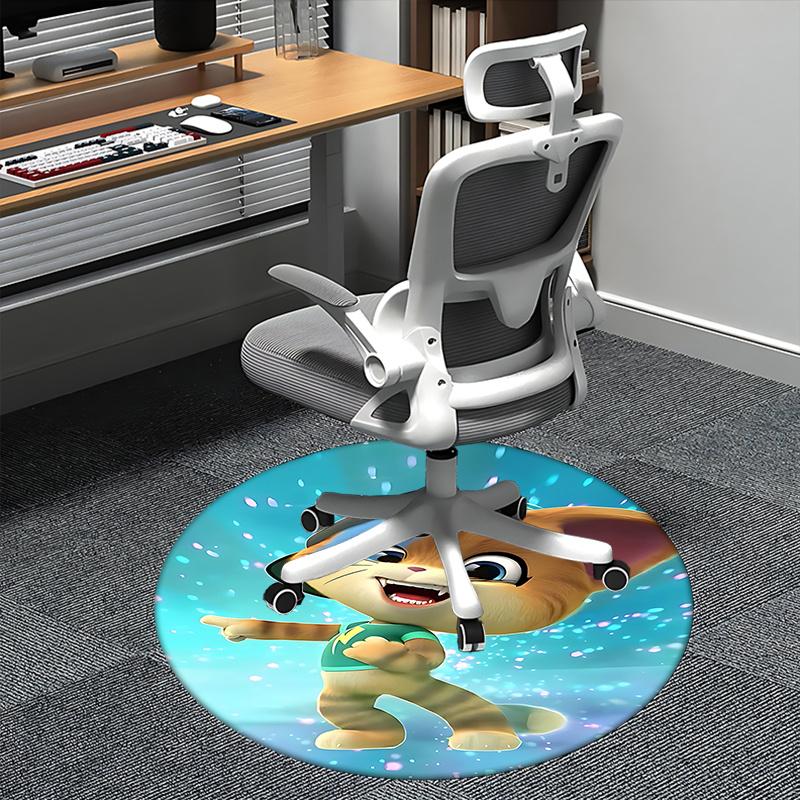 

Cartoon Cat Chair Mat - Round Carpet for Home Decor, Office Use 80cm