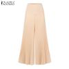 ZANZEA Women Casual Side Zipper Solid Color Loose Wide Leg Pants