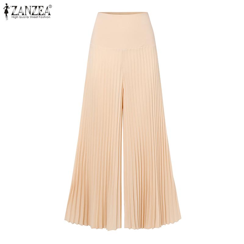 ZANZEA Women Casual Side Zipper Solid Color Loose Wide Leg Pants