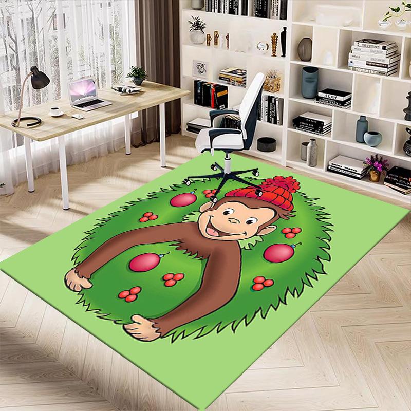 1PC Curious George Christmas Anti-slip carpet, suitable for Office, bedroomand playrooms. It can also be used as a sofa footrest cover-R79