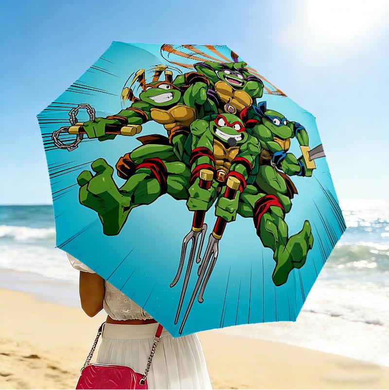 Mutant Turtles 8 Ribs 3Fold Black Glue Uv Protection Umbrella Sun Protection Rainproof Compact Folding Umbrella For Travel Daily Use C923625