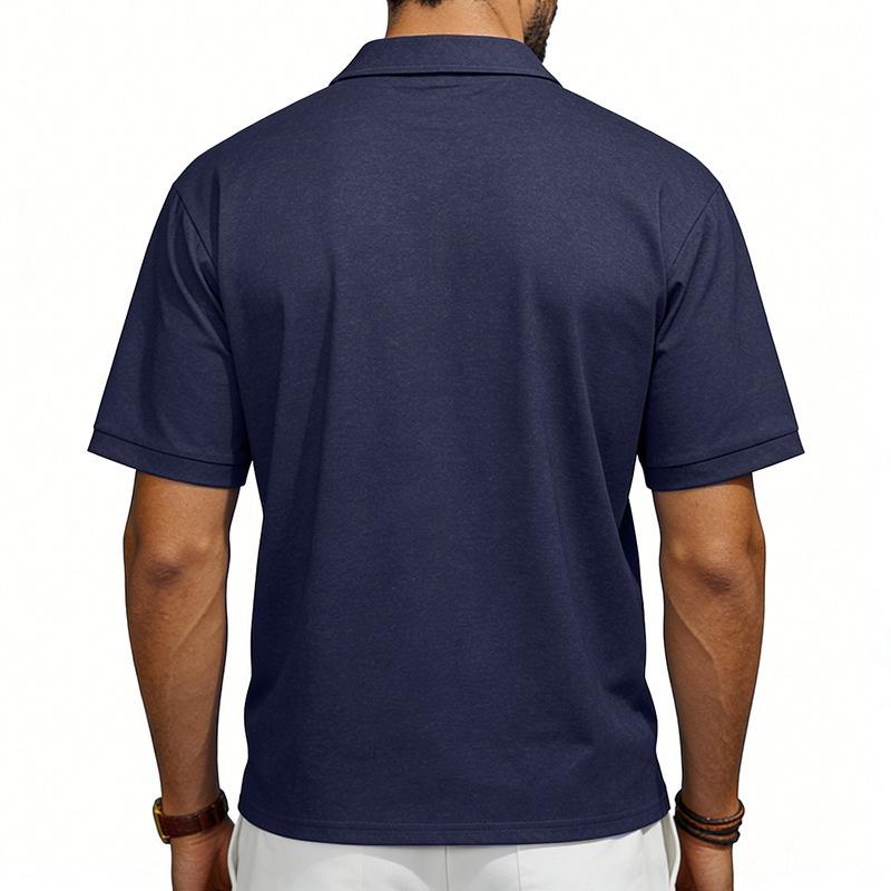 Men’s Washed Short‑Sleeve Polo Shirt, Classic Lapel Collar with Chest Pocket, Soft Breathable Fabric, Relaxed‑Fit Business Casual Daily Top
