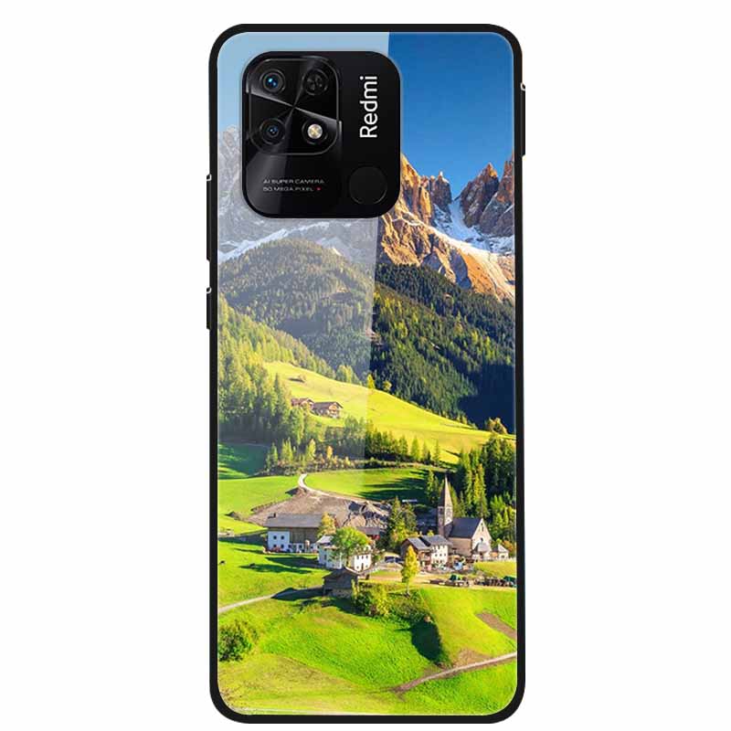 For Redmi 10C Case Luxury Tempered Glass Back Cover Hard Case For Xiaomi Redmi 10C 10 C Capa Redmi10C Shockproof Funda Coque