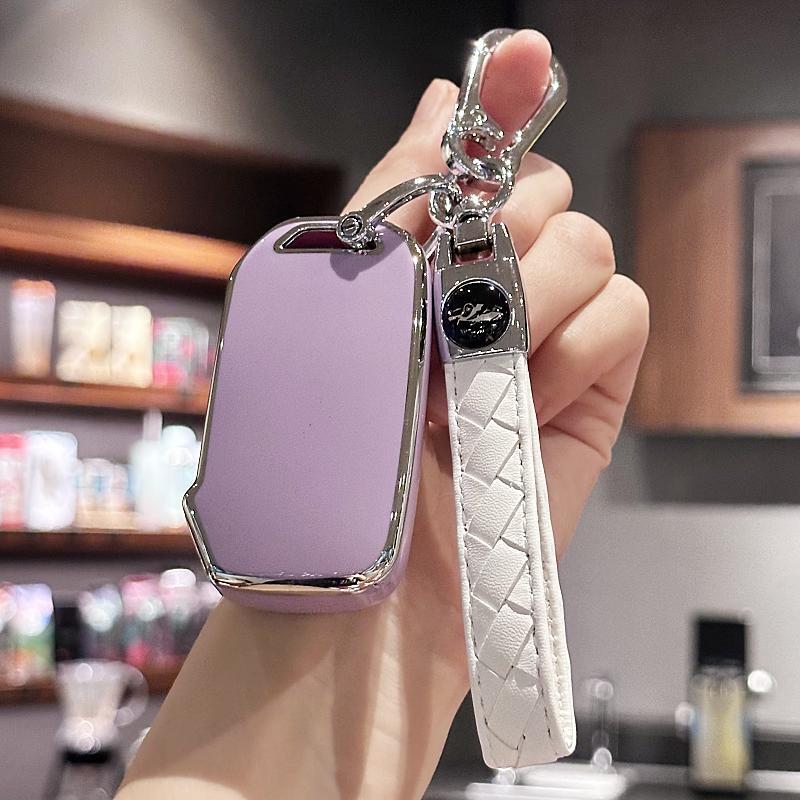 

Чехол для ключа с брелком для KIA Sportage R GT Stinger Sorento Ceed Cerato Forte Niro Telluride Protector Keyless фиолетовый